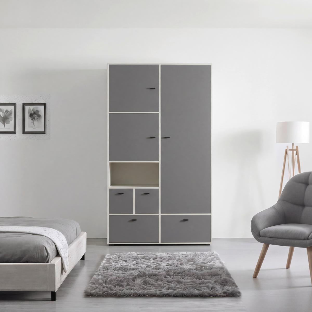 Kleiderschrank Framo 2 Kaschmirfarben/Anthrazit - Kaschmir/Anthrazit, KONVENTIONELL (120,2/210,6/58cm) - Mömax