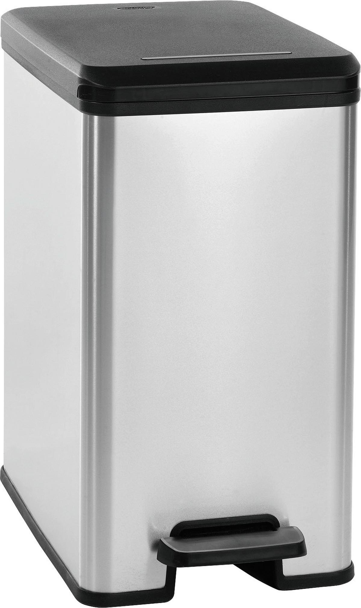 Pedálos Szemetes Slim Bin - ezüst/fekete (25/45/39cm)