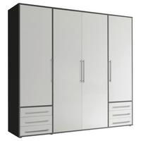 Omara S Klasičnimi Vrati Lyss, Bela, Grafit, 206 Cm - srebrne barve/bela, Moderno, umetna masa/leseni material (206/194/58cm) - Modern Living