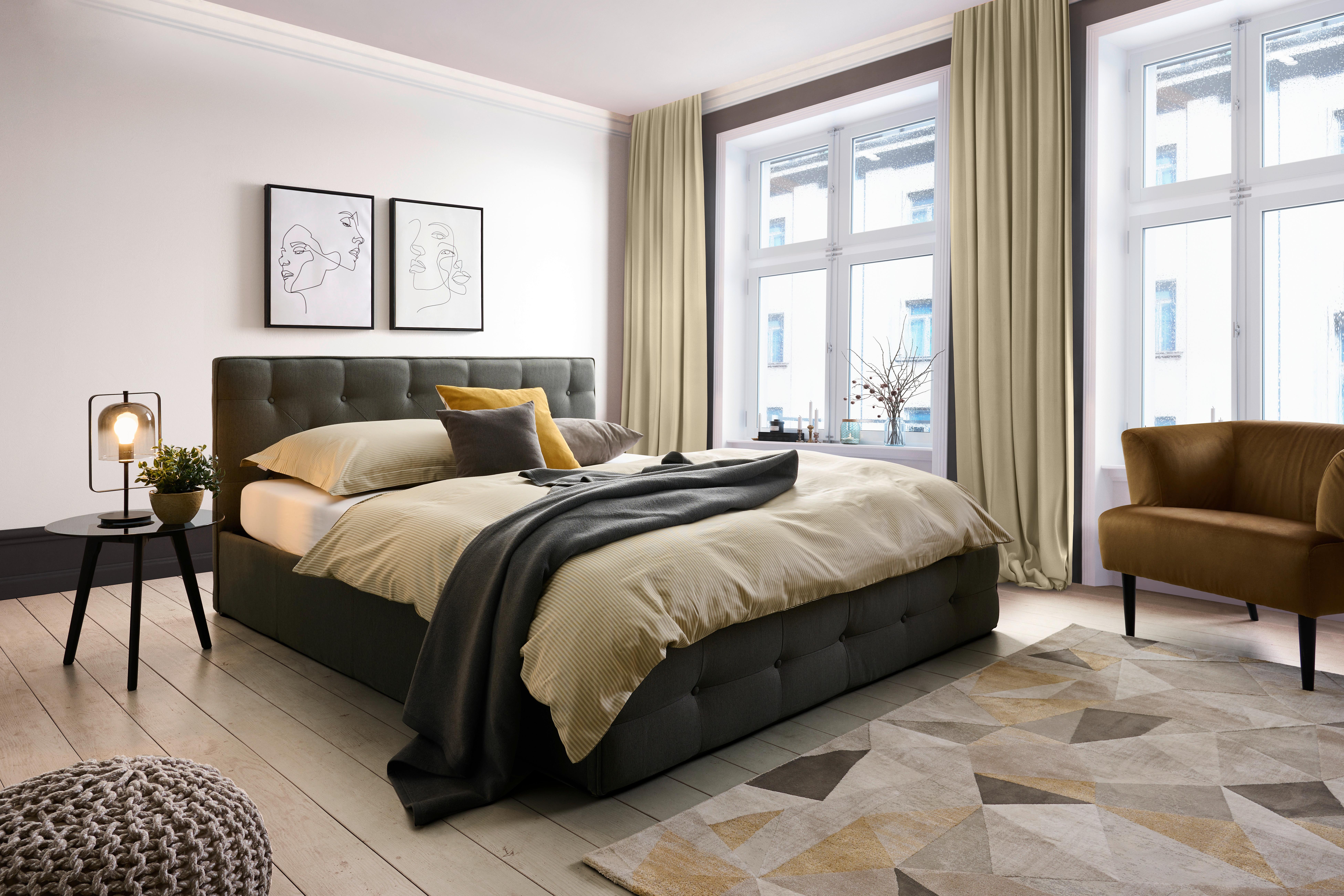 Oblazinjena Postelja Padua, Temno Siva, 180x200 - temno siva, Moderno, tekstil/les (180/200cm) - Carryhome