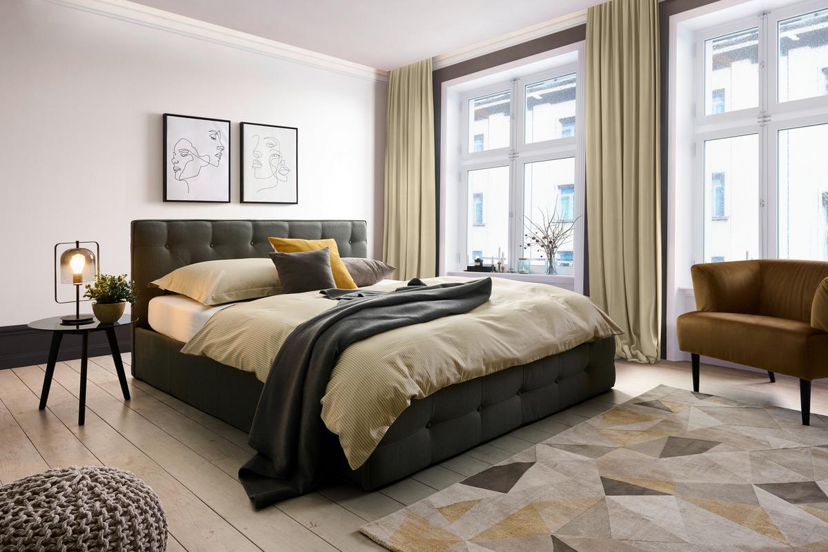 Oblazinjena Postelja Padua, Temno Siva, 180x200 - temno siva, Moderno, tekstil/les (180/200cm) - Carryhome