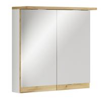 Spiegelschrank Cosila Weiß/Honigeiche mit LED - Honigeiche/Weiß, Trend, Glas/Holzwerkstoff (60/59/23cm) - MID.YOU