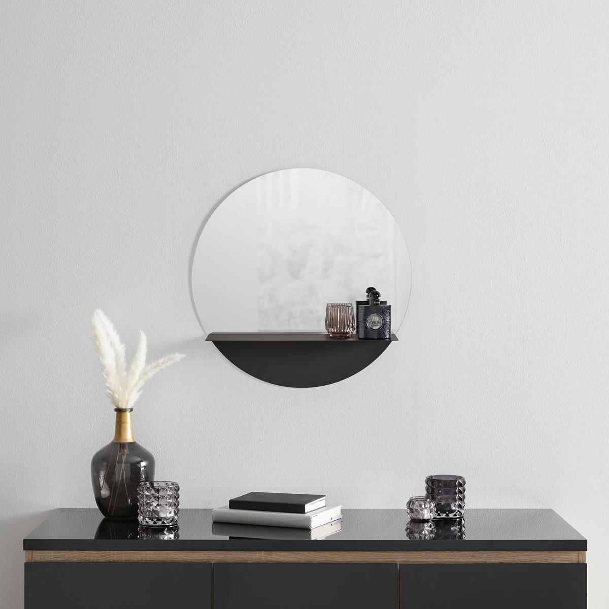 Wandspiegel Maren Schwarz  Ø ca. 50cm - Schwarz, MODERN, Glas/Metall (50cm) - Mömax