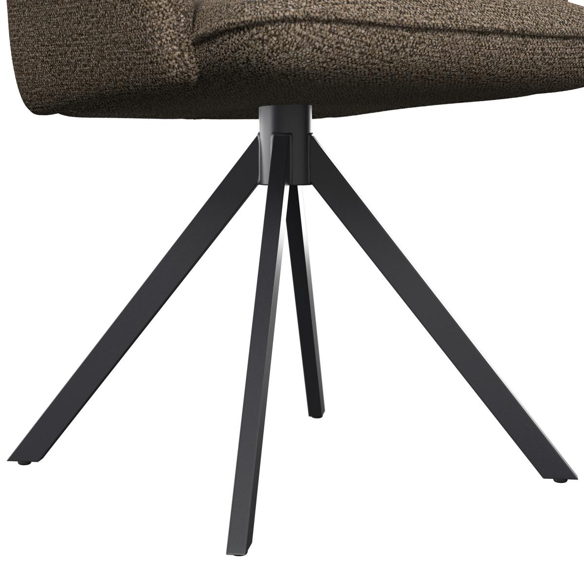 Armlehnstuhl Tess Braun Chenille Drehbar Gepolstert - Schwarz/Braun, MODERN, Holz/Textil (64/90/63cm) - Bessagi Home