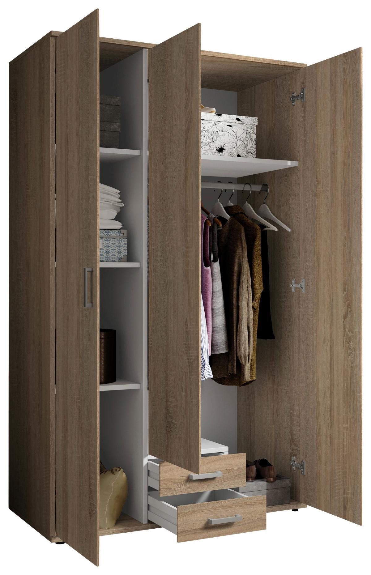 Drehtürenschrank Olli Sonoma Eiche - Alufarben/Sonoma Eiche, Basics, Glas/Holzwerkstoff (120/196/54cm) - Based