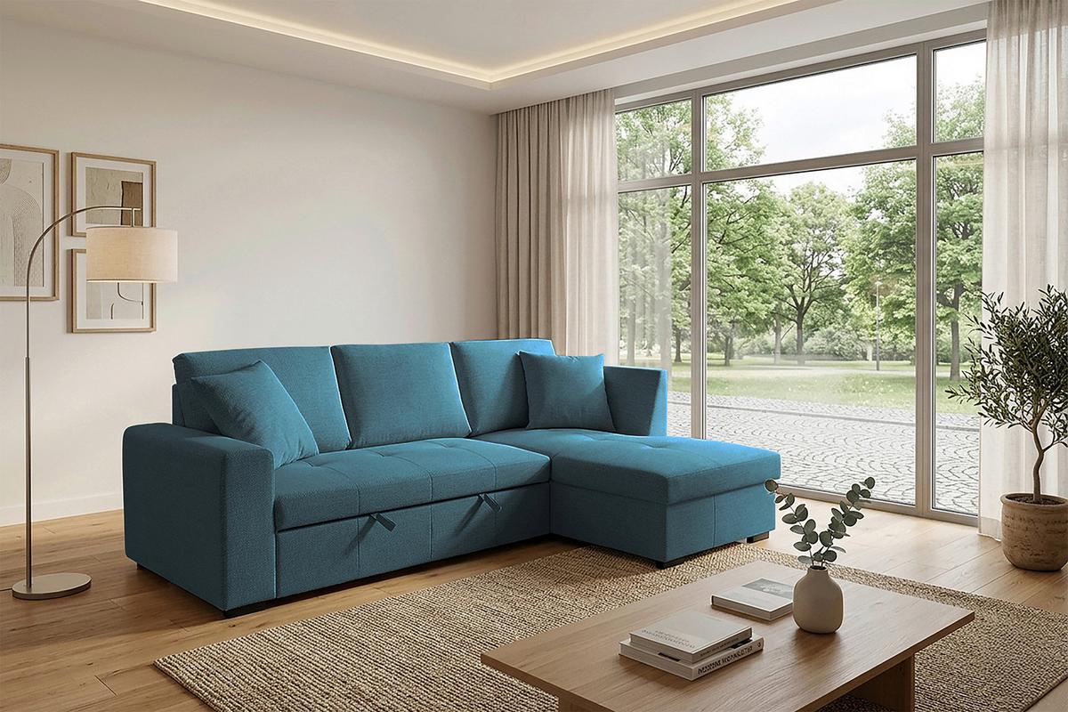 Kutna Garnitura Lukas - plava, Trend, tekstil (239/158cm) - Modern Living