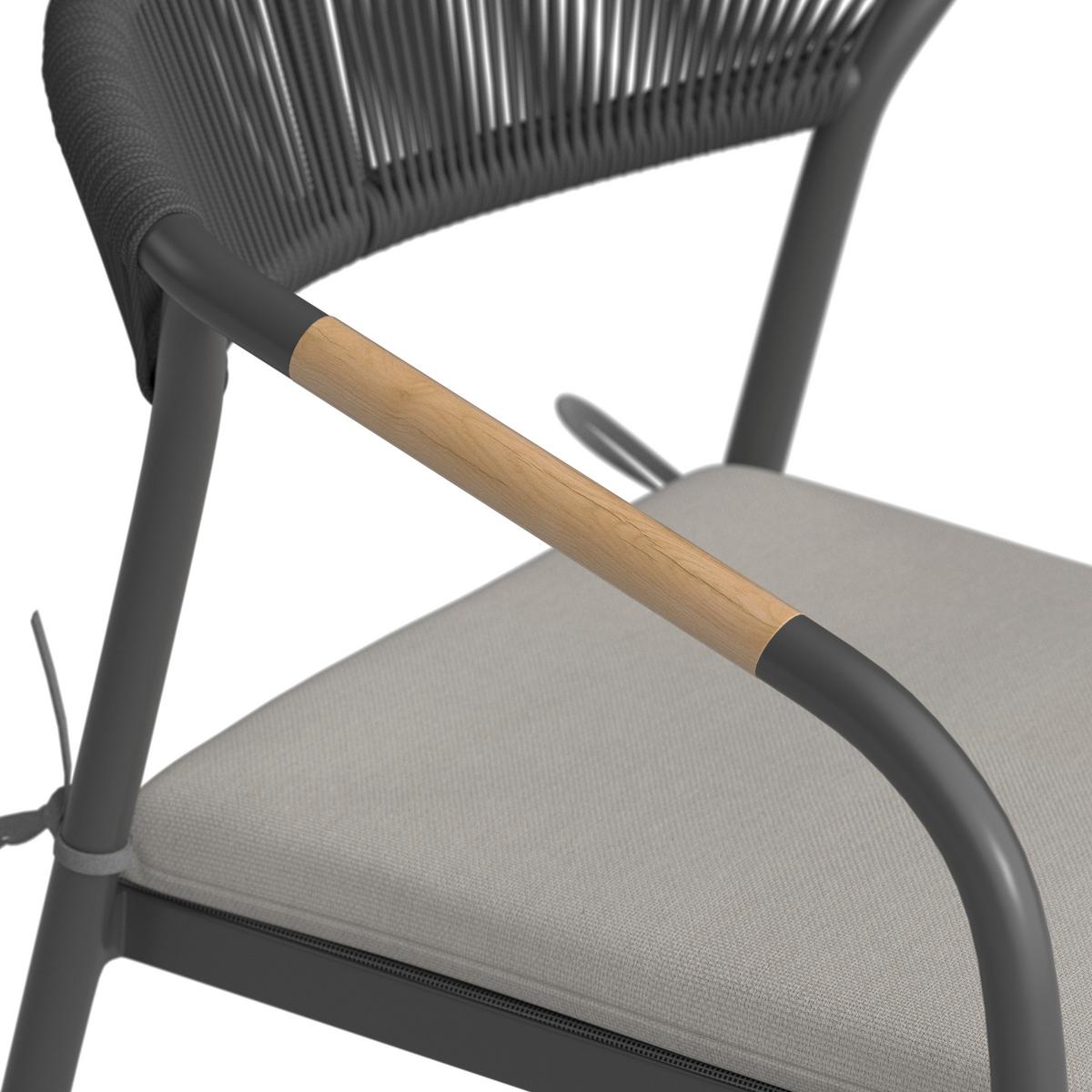 Gartensessel Benicio Grau Polywood/Textilene 2er-Set - Dunkelgrau/Naturfarben, MODERN, Kunststoff/Textil (56/80/64cm) - Bessagi Garden