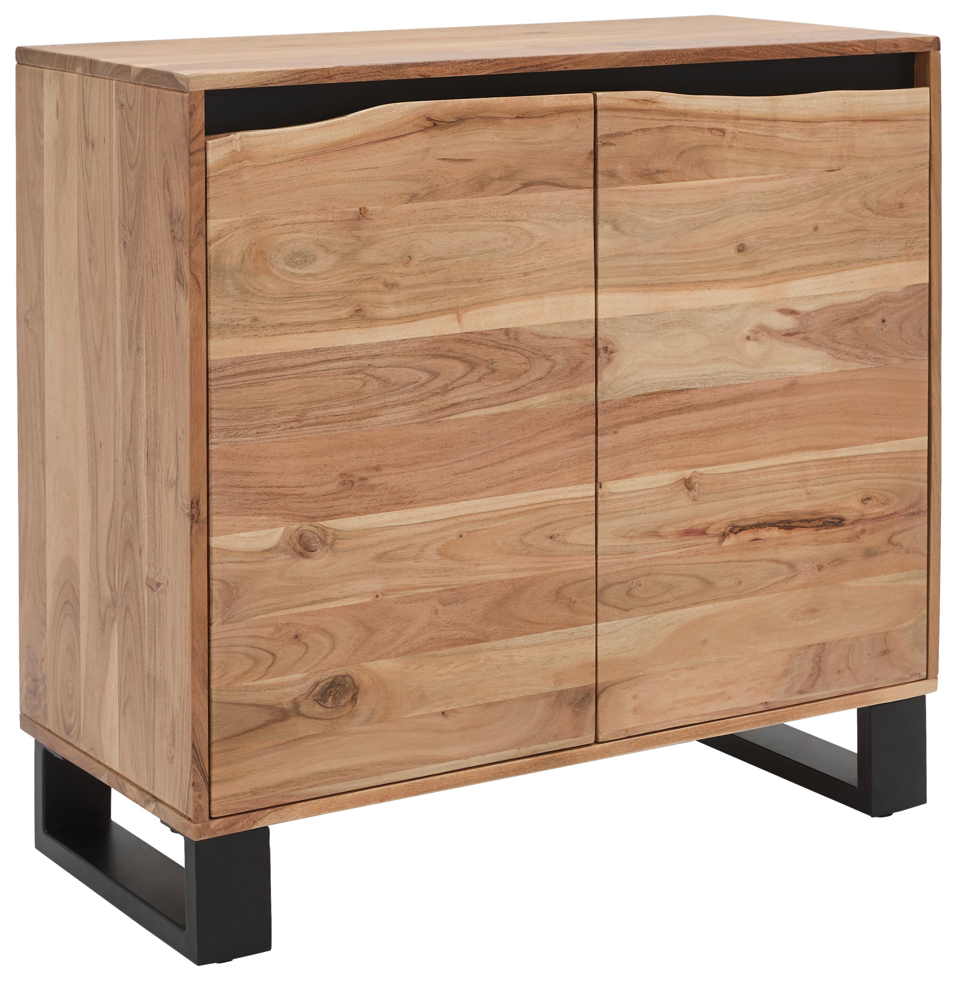 KOMODA SZEROKA SIDEBOARD - kolor akacjowy/czarny, Design, metal/drewno (85/80/40cm) - Livetastic