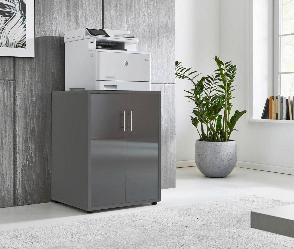 AKTENSCHRANK OFFICE EDITION - Anthrazit/Anthrazit Hochglanz, MODERN, Holzwerkstoff (54/74/50cm) - MID.YOU