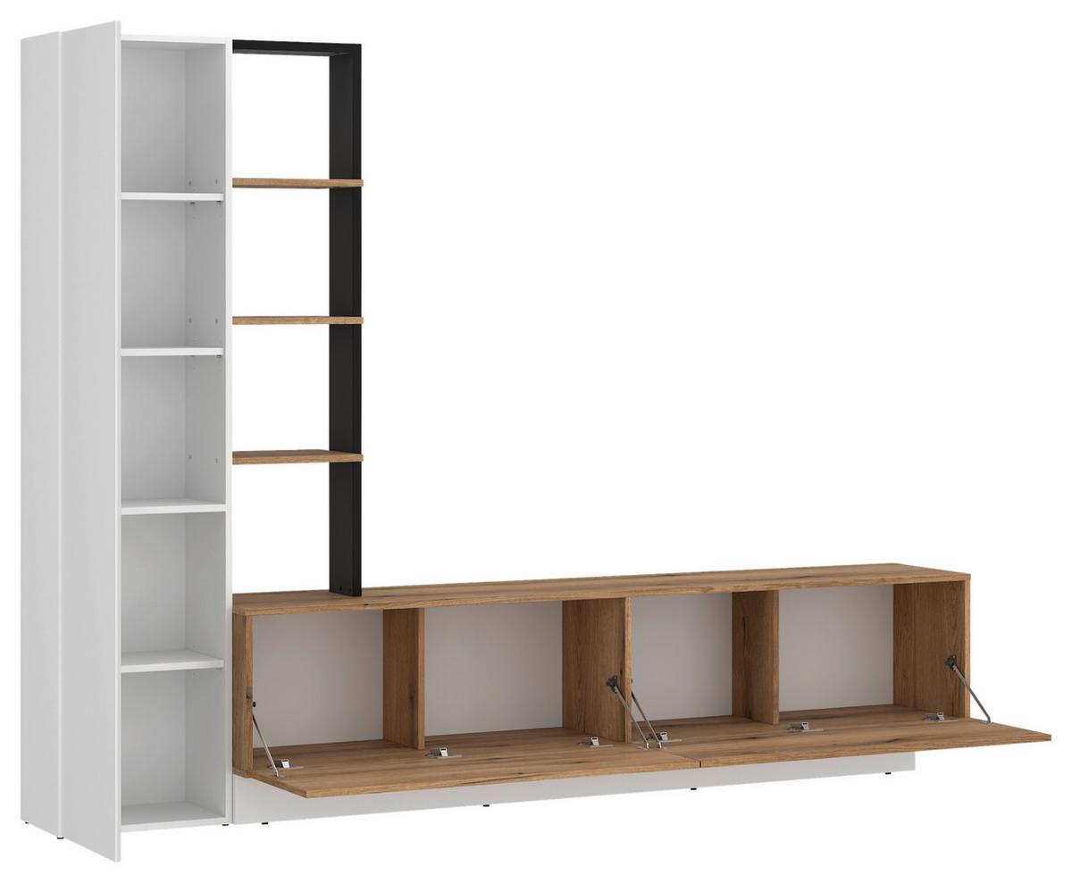 Ansamblu mobilier camera de zi TEVISA - alb/culoare lemn stejar, Modern, material pe bază de lemn (230/180/41,6cm) - Modern Living