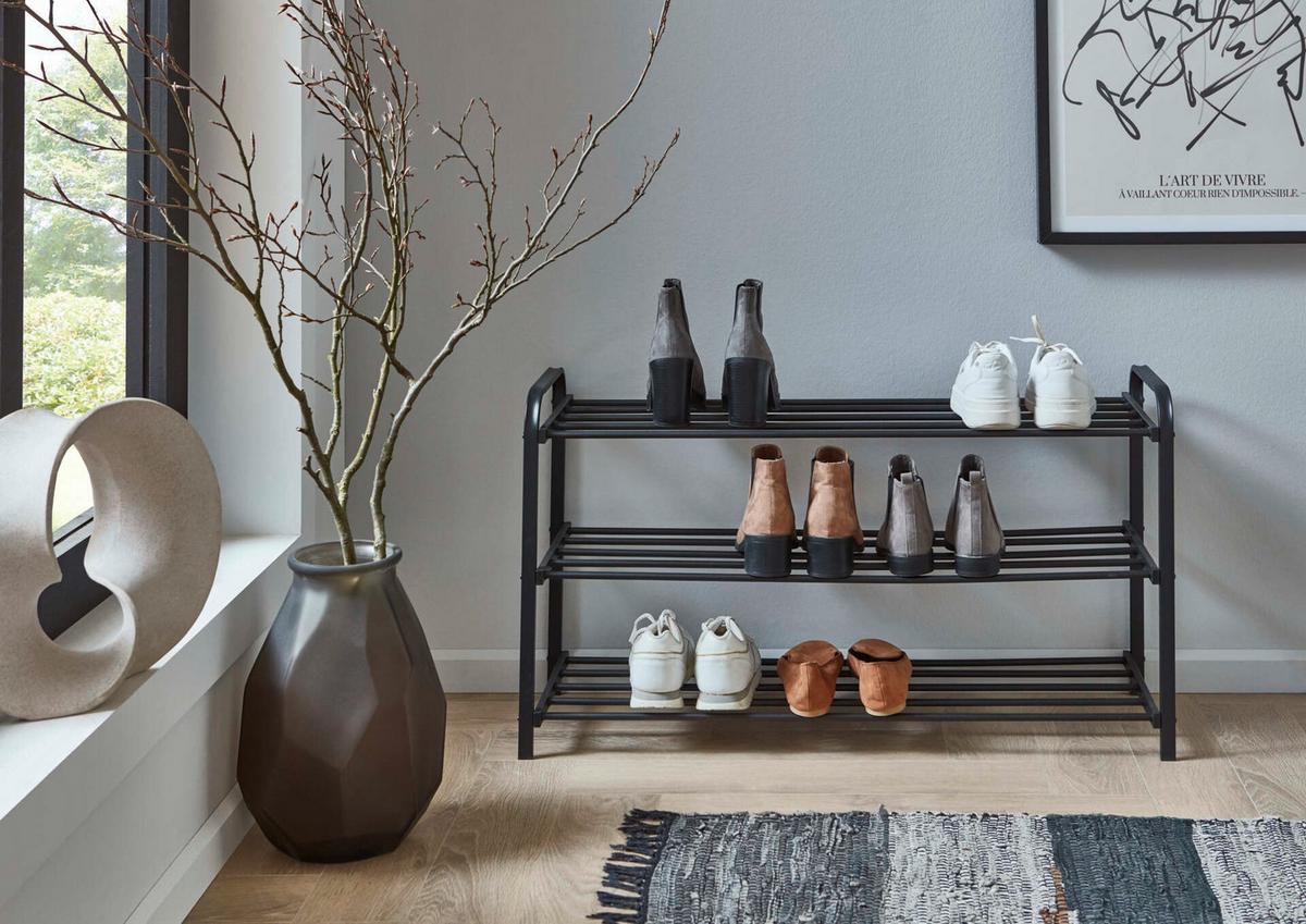 Regal Za Čevlje Lemgo, Črna - črna, Design, kovina (89/49/29cm) - MID.YOU