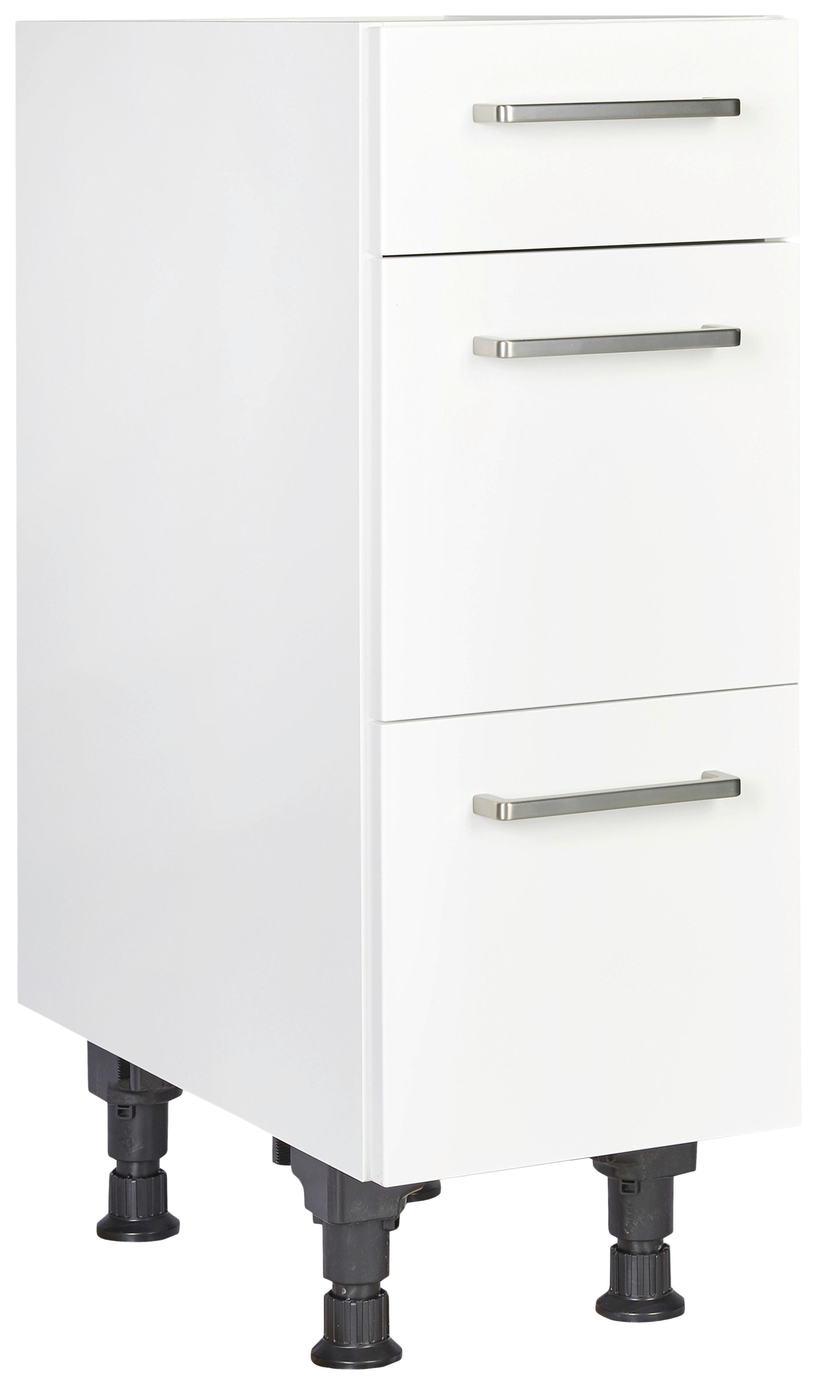 Schubkastenunterschrank Touch Weiß - Edelstahlfarben/Weiß, MODERN, Holzwerkstoff/Metall (30/87/56cm) - Nobilia