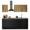 Küchenblock TURIN 220cm schwarz/Artisan ohne Geräte - Schwarz/Eiche Artisan, MODERN, Holzwerkstoff/Metall (220cm)
