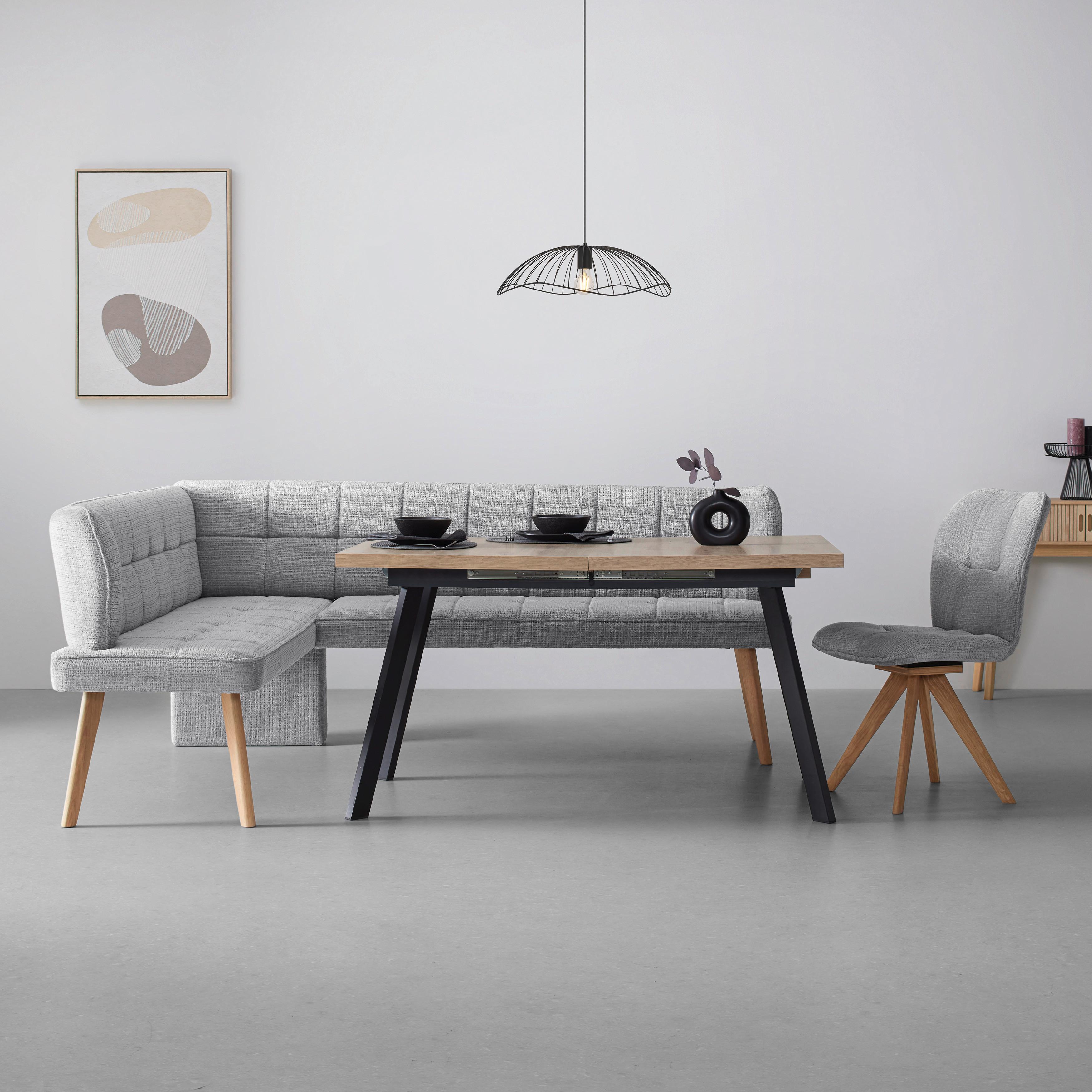 Eckbank Alba rechts Hellgrau - Eichefarben/Hellgrau, Modern, Holz/Textil (173/87/217cm) - Mömax