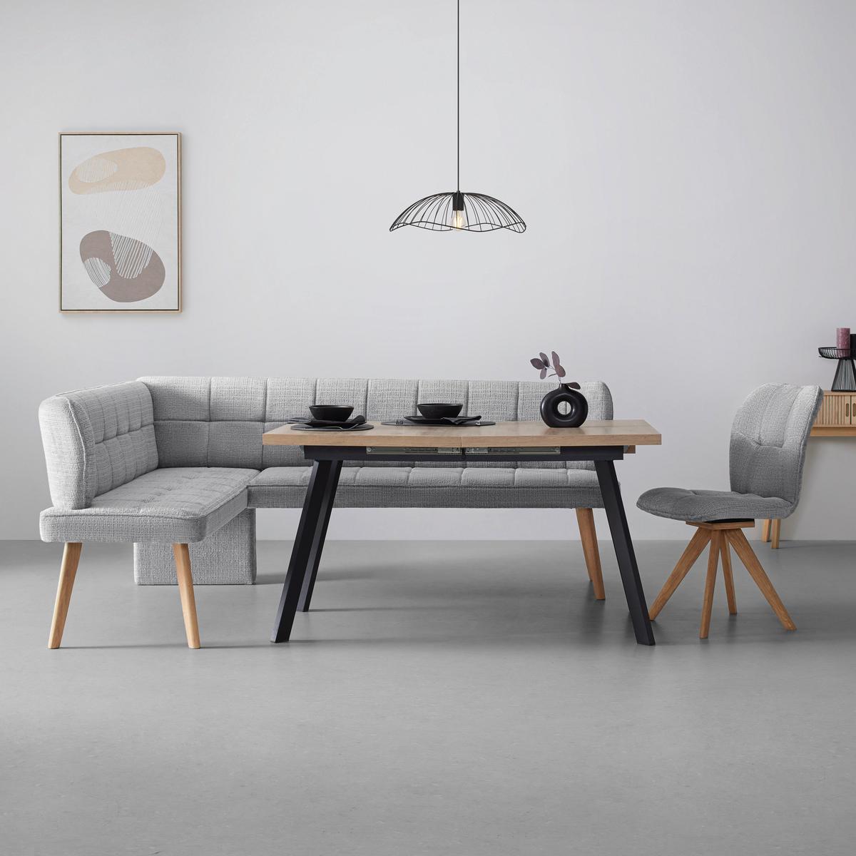 Eckbank Alba rechts Hellgrau - Eichefarben/Hellgrau, MODERN, Holz/Textil (173/87/217cm) - Mömax