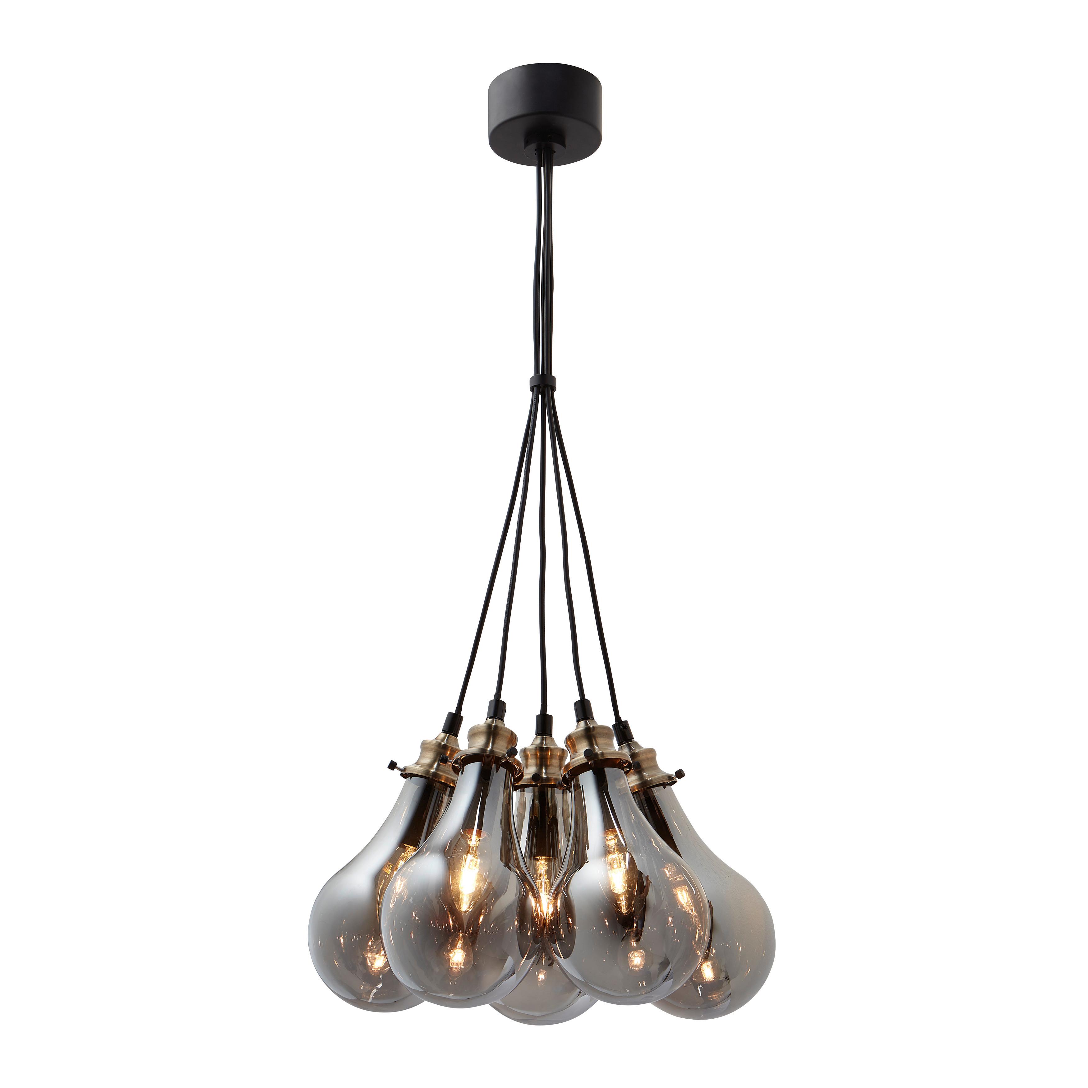 Függőlámpa Luciana - sárgaréz/szürke, Modern, Üveg (38/132.5/15cm) - Bessagi Home