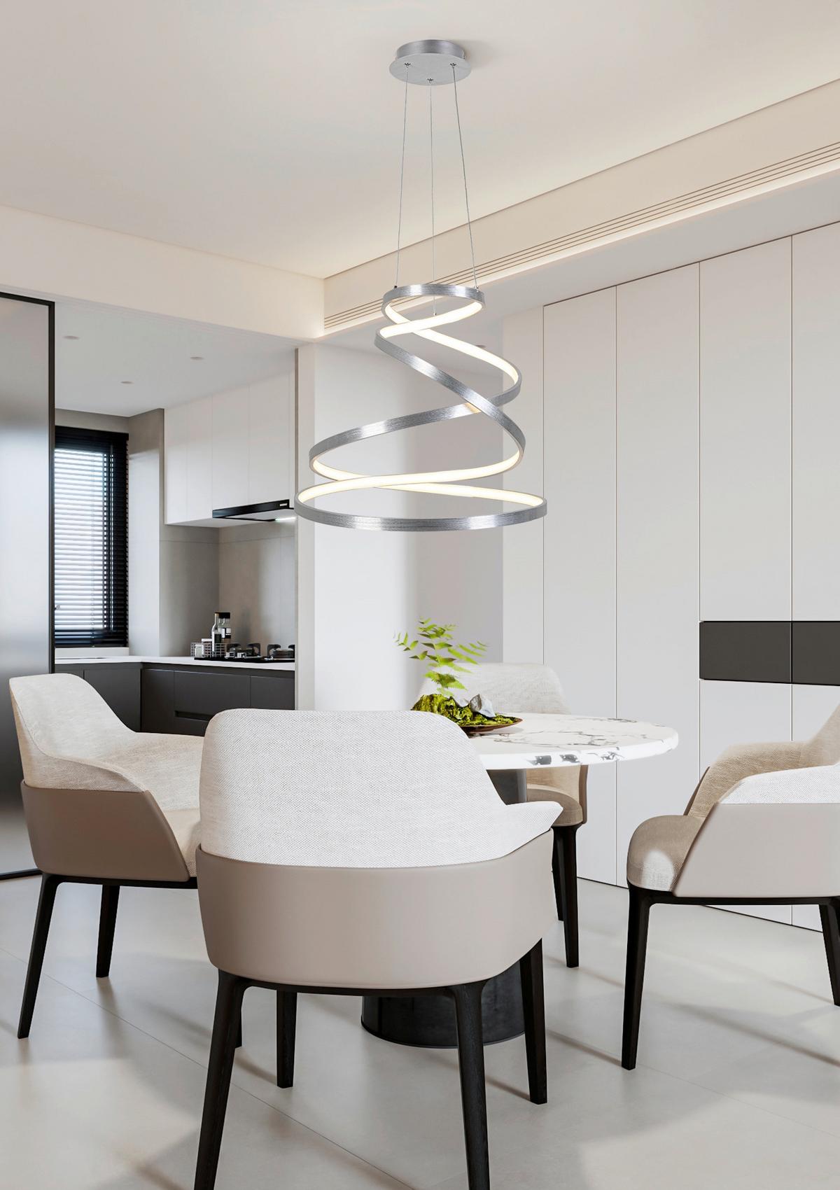 LED-Hängeleuchte Silvi Alufarben max. 40 Watt - Alufarben, MODERN, Kunststoff/Metall (50/120cm) - Mömax