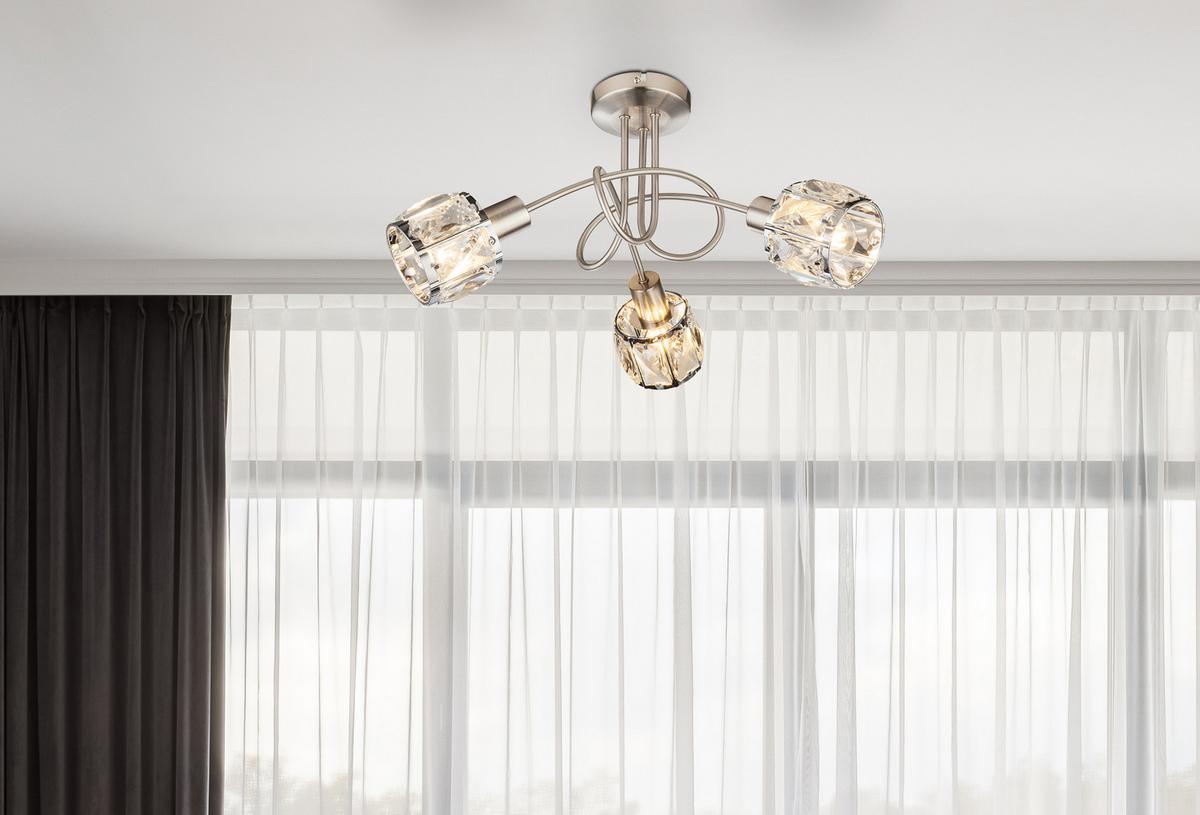 Deckenleuchte Kris in Nickelfarben max. 40 Watt - Design, Glas/Metall (38/24cm) - Globo