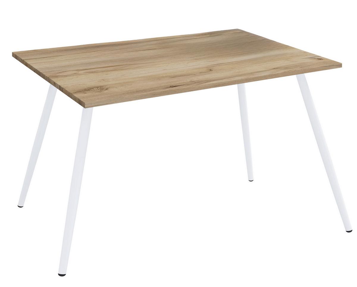 Pisalna Miza Salia, Bela, Barva Hrasta, 80x50cm - bela/medeni hrast, Moderno, kovina/leseni material (80/50/70cm) - MID.YOU