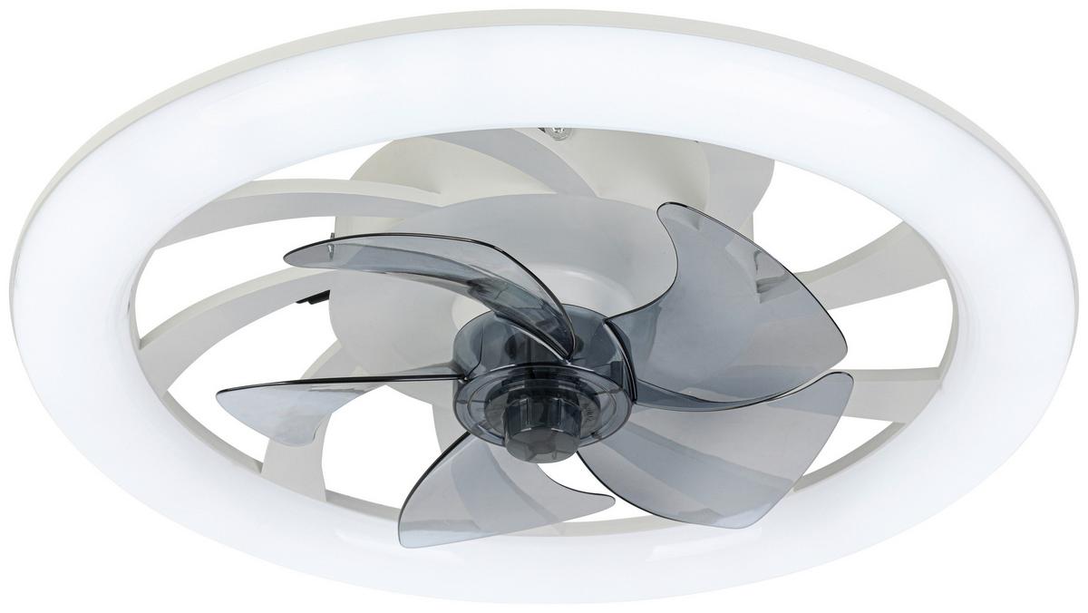 Ventilator de plafon Virti - alb/transparent, Modern, plastic (50/12cm) - Mömax