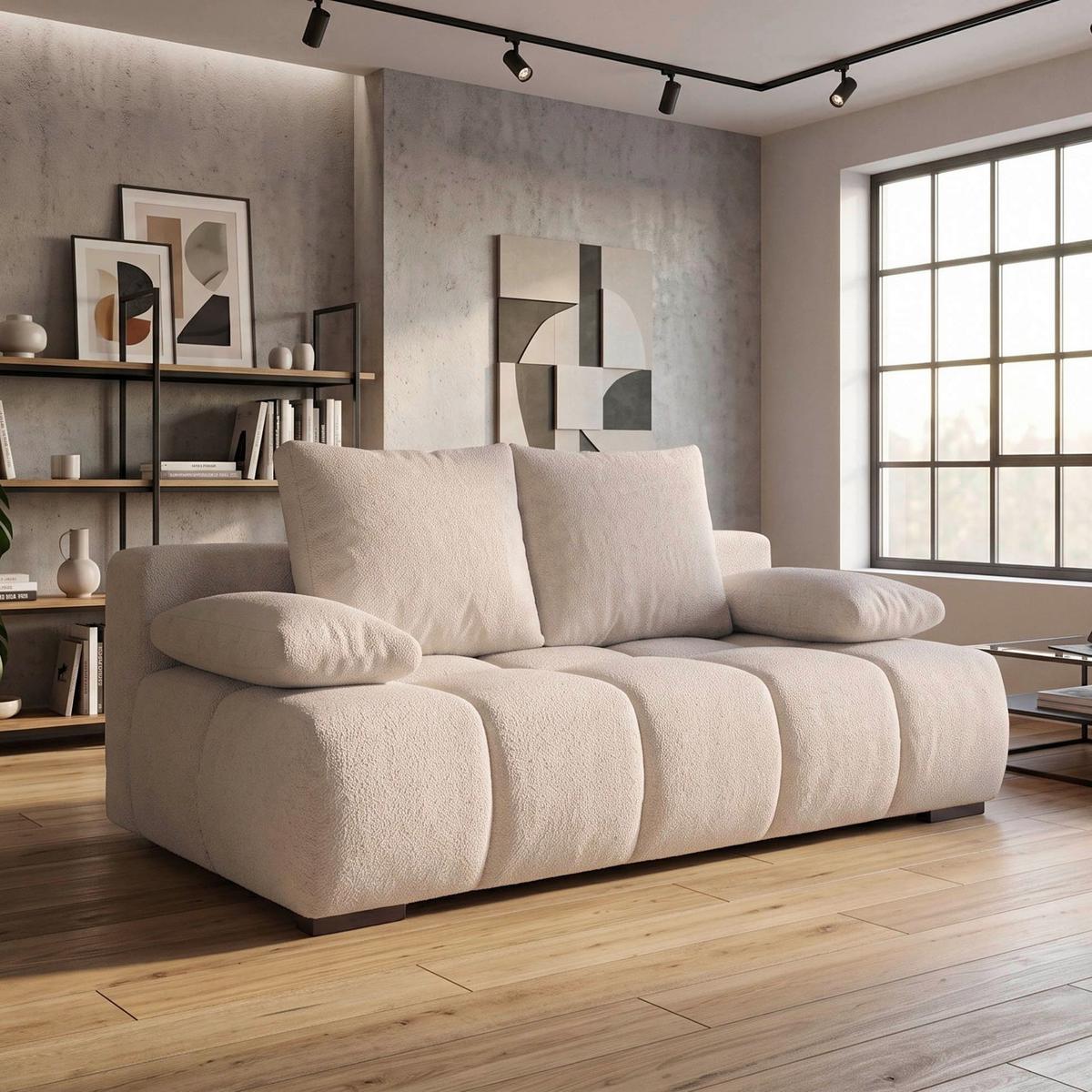 Boxspringsofa Bob Beige - Beige/Schwarz, KONVENTIONELL, Holzwerkstoff/Kunststoff (209/90/105cm) - Based