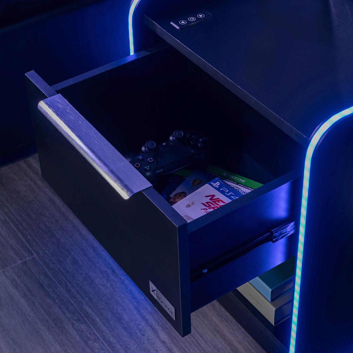 Nachtkästchen Electra ca. 45x55,5x40cm Schwarz mit LED - Grau Hochglanz/Schwarz, MODERN, Holzwerkstoff/Metall (45/55,5/40cm) - X Rocker
