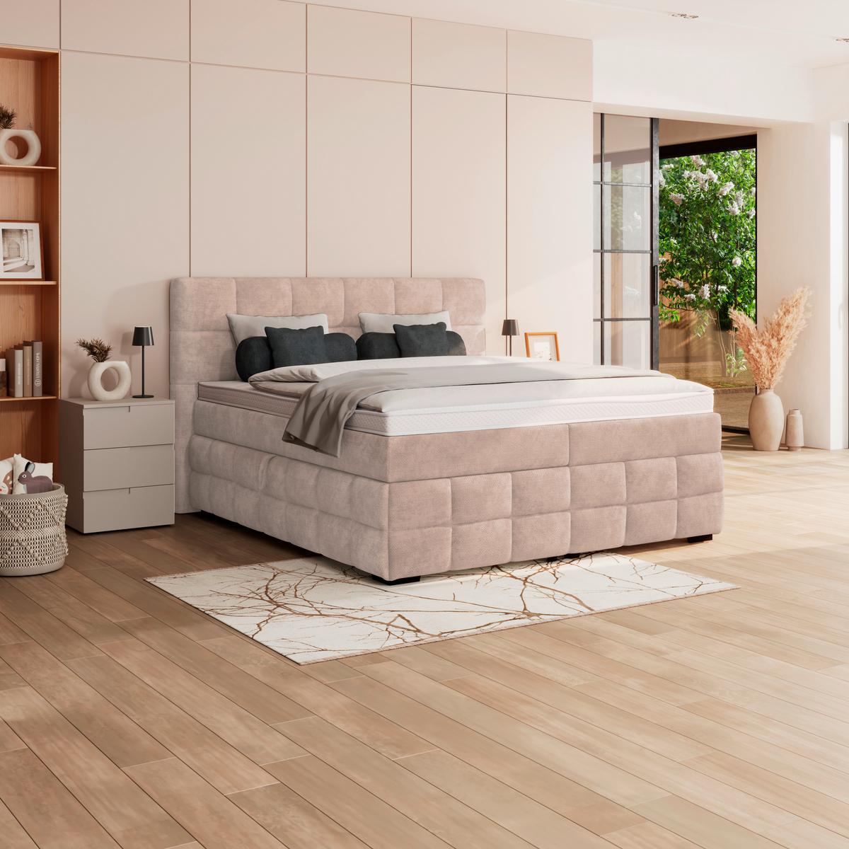 PAT BOX VEGA - bej/verde, Trend, lemn/textil (200/200cm) - Modern Living