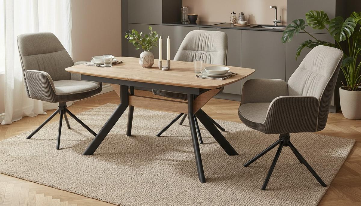 Raztegljiva Miza Riga, Naravna Barva, Črna, 160-200x95 - črna/naravne barve, Moderno, kovina/leseni material (160-200/95/76cm) - Livetastic