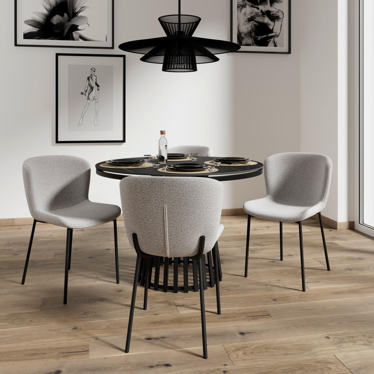 Stuhl Noemie Hellgrau Chenille Gepolstert - Dunkelgrau/Schwarz, MODERN, Holz/Textil (49/81/54cm) - Bessagi Home