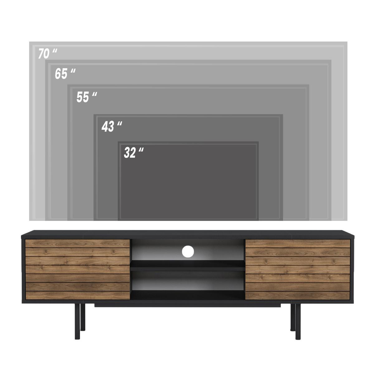 Lowboard Apollo Schwarz /Walnussfarben ca. 160x50 cm - Walnussfarben/Schwarz, Design, Holzwerkstoff (160/50,5/35cm) - Livetastic