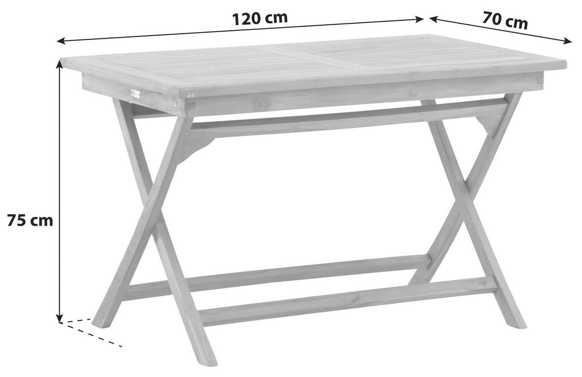 Gartentisch Kenya ca. 120x70x75 cm Teakholz - Teakfarben, KONVENTIONELL, Holz (120/70/75cm) - Gardenson