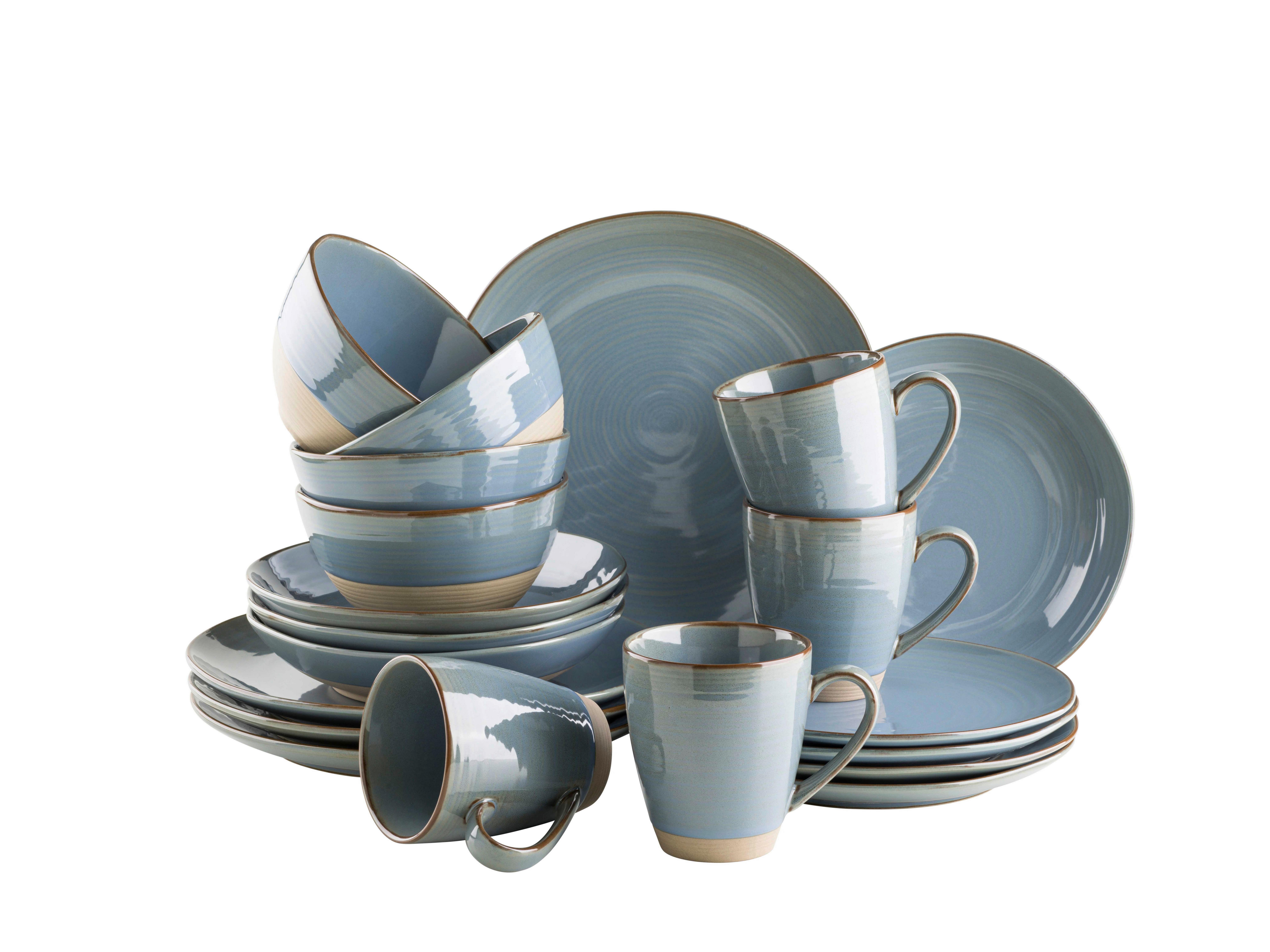 SET DE VAISSELLE KOMBISERVICE, 934083 - Blaugrau, Basics, Keramik - Mäser