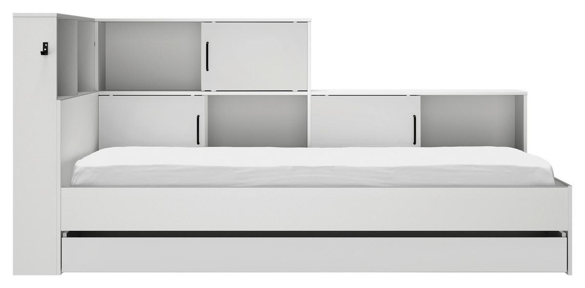 Postelja S Predalom Erwan, Bela, 90x200cm - bela, Moderno, leseni material (90/200cm) - MID.YOU