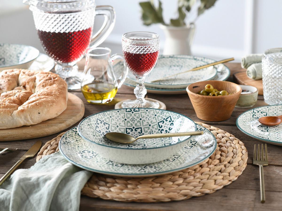 Jedilni Servis Yara Petrol, 12-Delni - zelena/bela, Basics, keramika - Creatable