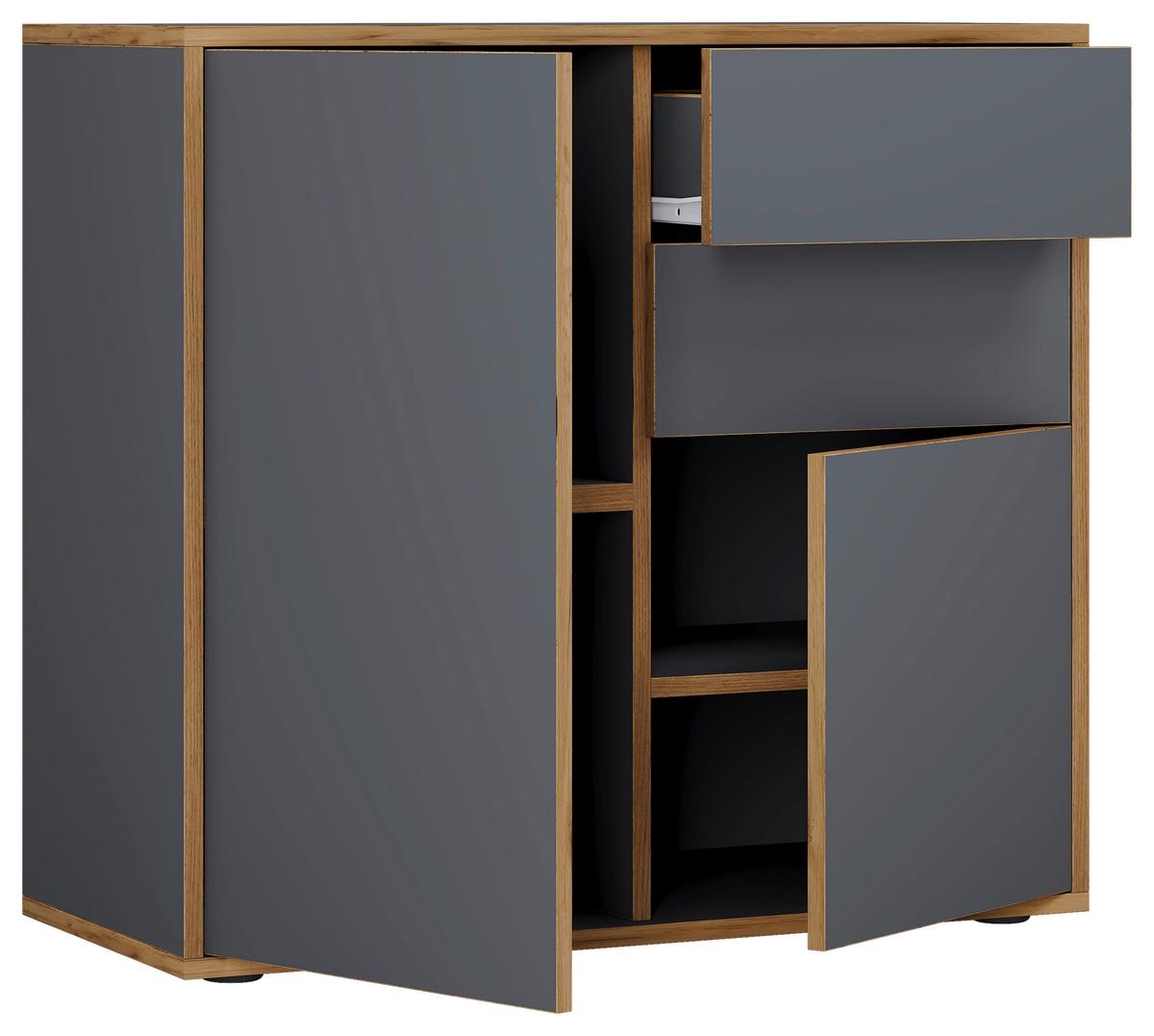 KOMMODE SALIA B80 - Honigeiche/Anthrazit, Design, Holzwerkstoff/Kunststoff (79/74/33cm) - MID.YOU