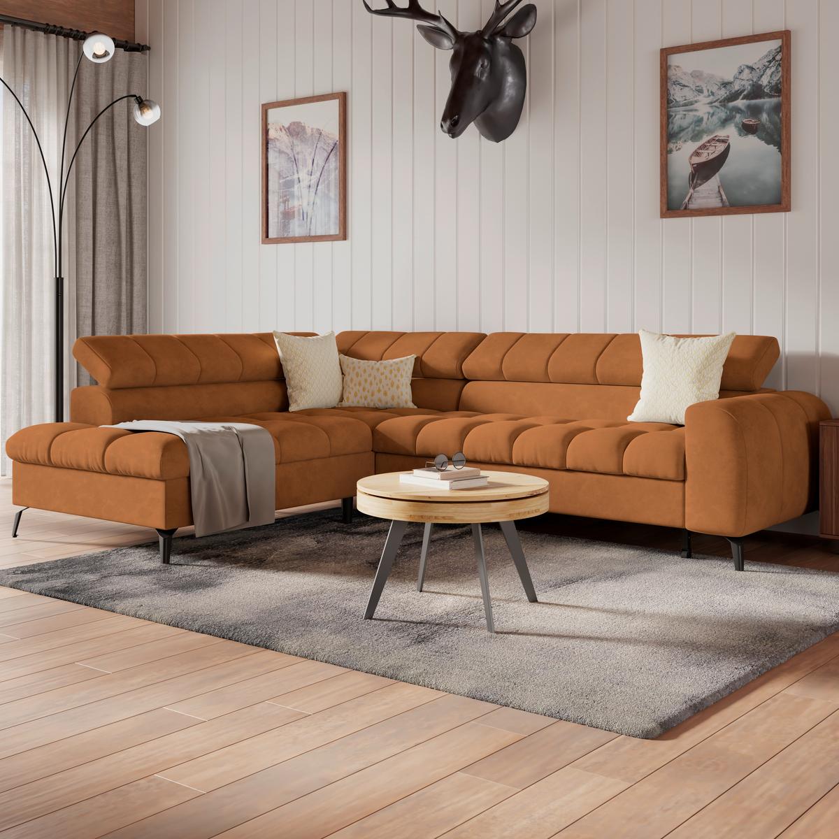 Kutna Garnitura Volf - boje hrđe/crna, Trend, tekstil/metal (203/261cm)