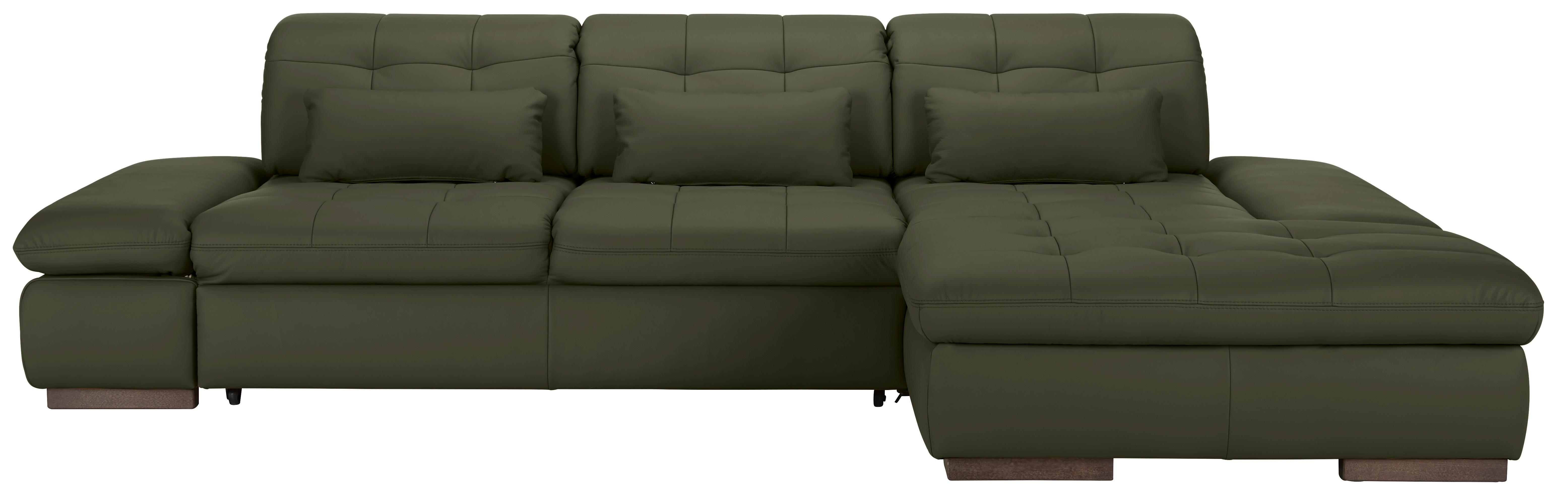 Wohnlandschaft Sanfino Leder Anthrazit - Chromfarben/Anthrazit, KONVENTIONELL, Leder/Metall (305/79-96/199cm) - Premium Living