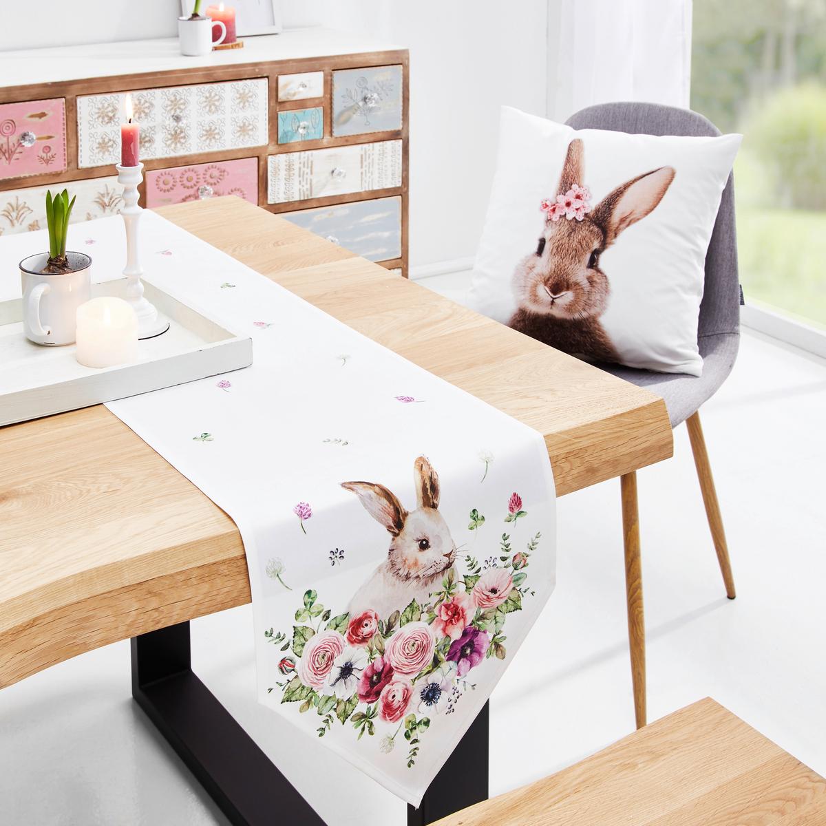 POSZEWKA NA PODUSZKĘ BUNNY - beżowy/różowy, Design, tkanina (45/45cm) - Esposa