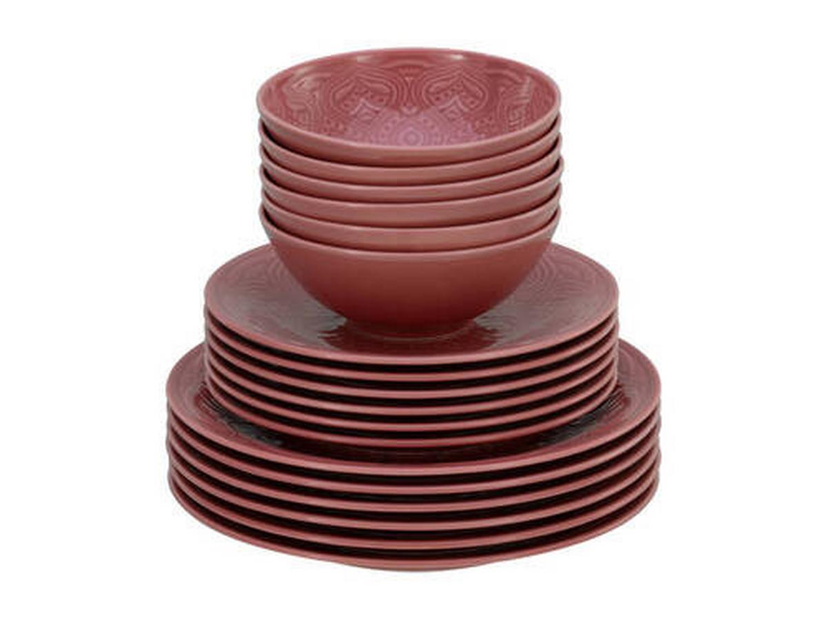 Jedilni Servis Orient Mandala, 18-Delni - temno roza, Trend, keramika - Creatable