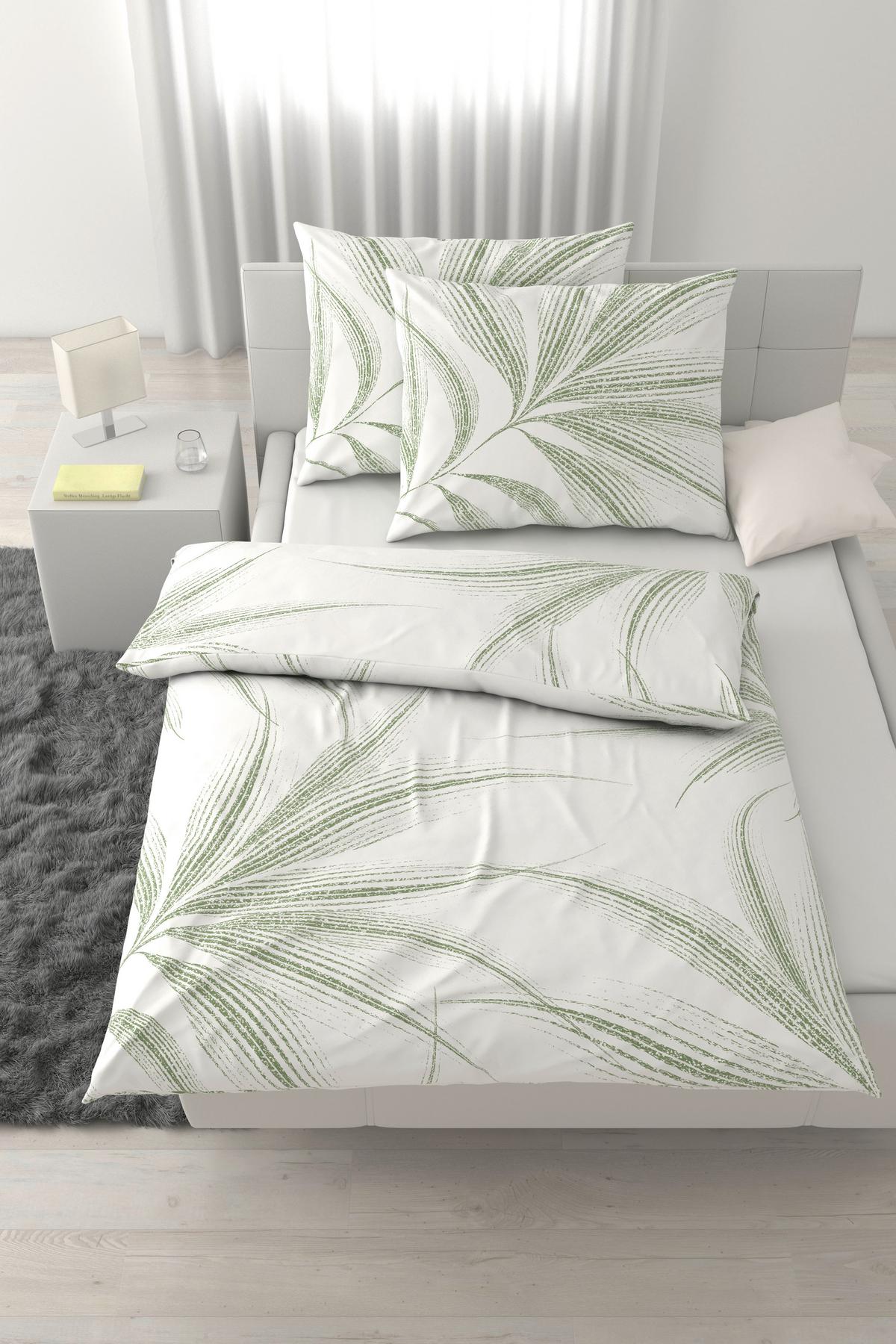 Posteljina Melefa Xxl 200x200/2x60x80cm - bijela/zelena, Konvencionalno, tekstil (200/200cm) - Mömax