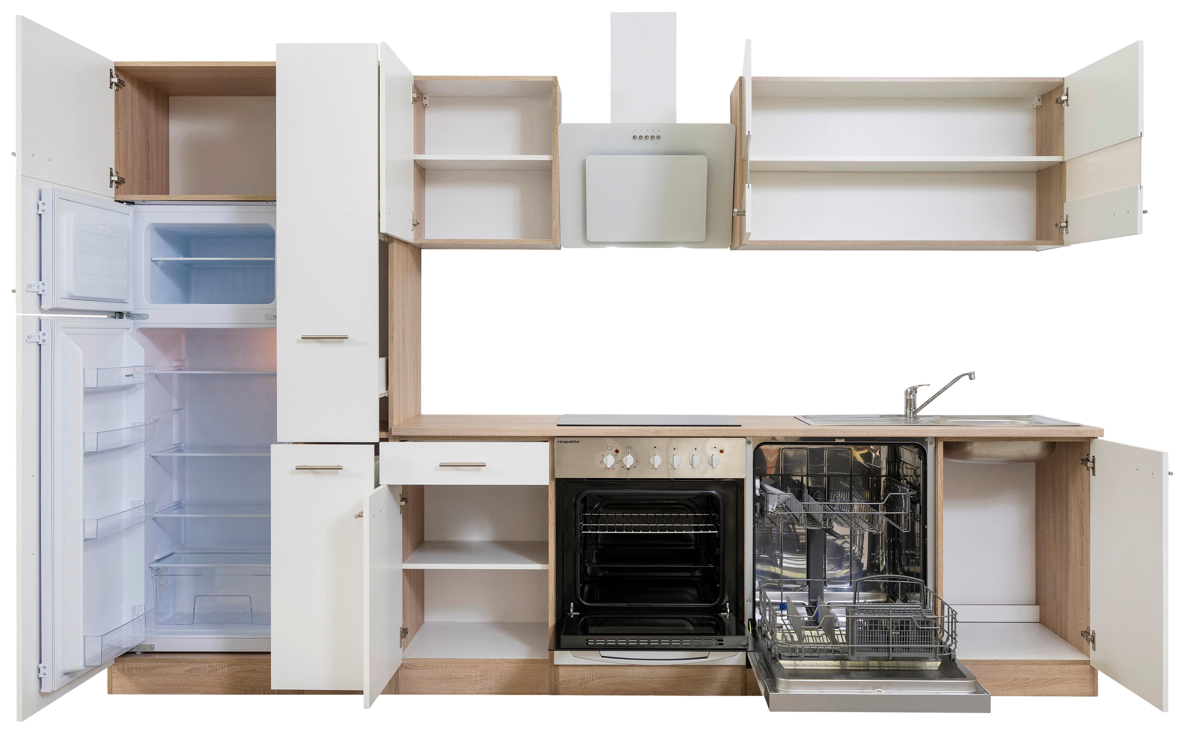 Küchenblock Economy Weiß/Eiche B: ca. 310 cm - Eichefarben/Weiß, Basics, Holzwerkstoff (310cm) - Respekta