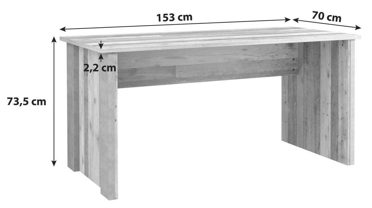 Pisalna Miza Cliff, Temno Siva, Barva Hrasta - temno siva/barve hrasta, Konvencionalno, kovina/umetna masa (153/70/73,5cm) - MID.YOU