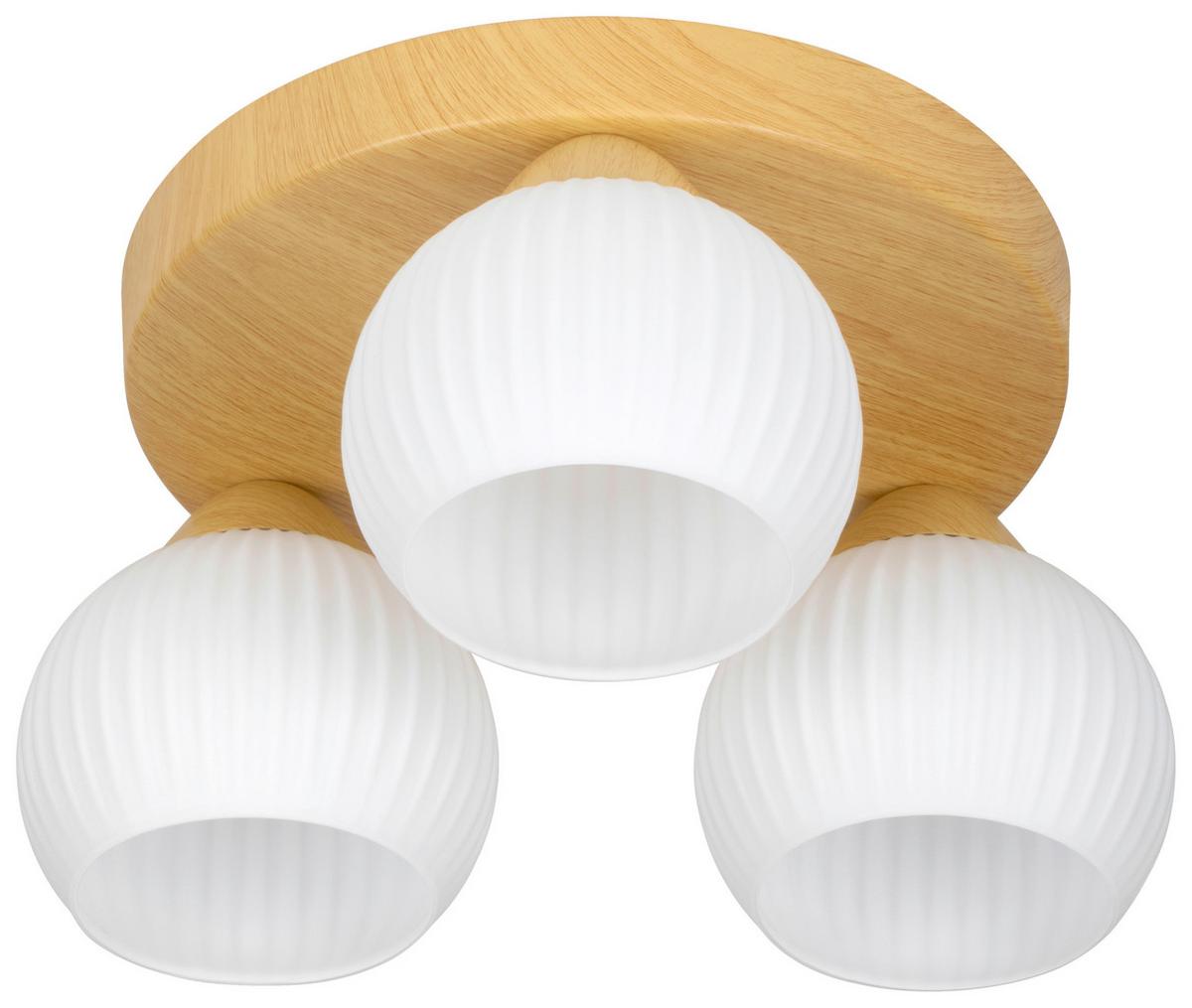 LAMPA SUFITOWA LUZERN - kolor dębowy/biały, Trend, metal/szkło (40/18cm) - Novel