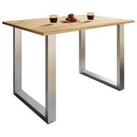 Jedilna Miza Xona, Barva Hrasta, Srebrna, 140x80cm - srebrne barve/medeni hrast, Basics, kovina/leseni material (140/80/76cm) - MID.YOU