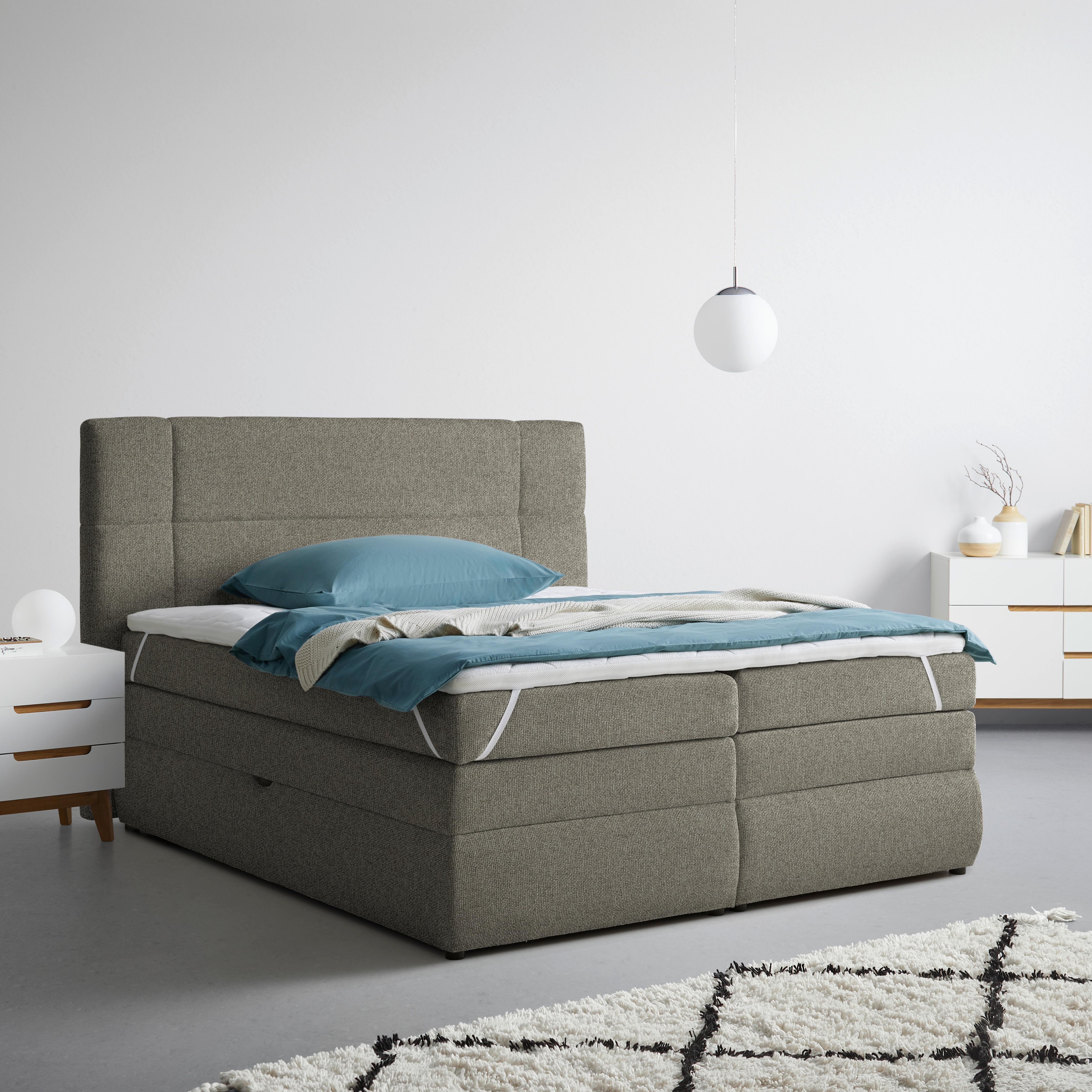 Boxspringbett Palace Greige ca. 160x200cm - Greige, KONVENTIONELL, Kunststoff/Textil (160/200cm) - Premium Living
