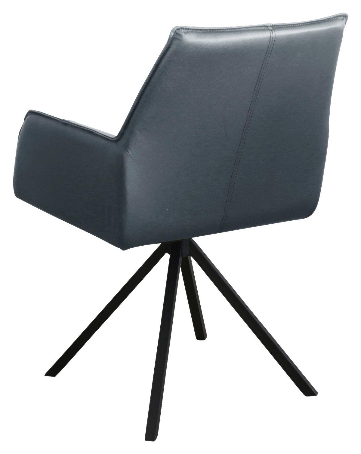 KRZESŁO Z PODŁOKIETNIKAMI NIZZA - antracytowy/czarny, Design, skóra/metal (59,5/87,5/69cm) - Novel