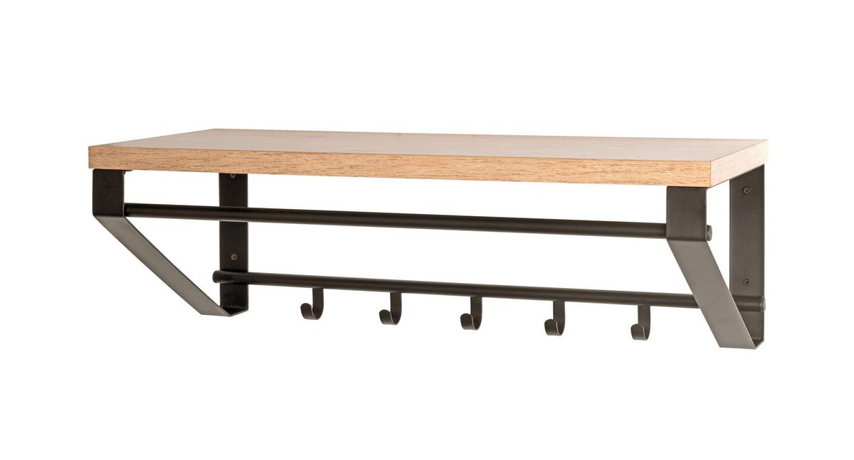 WIESZAK ŚCIENNY PARMA 13 - kolor dębowy/czarny, Konventionell, materiał drewnopochodny/metal (70/23/30cm)