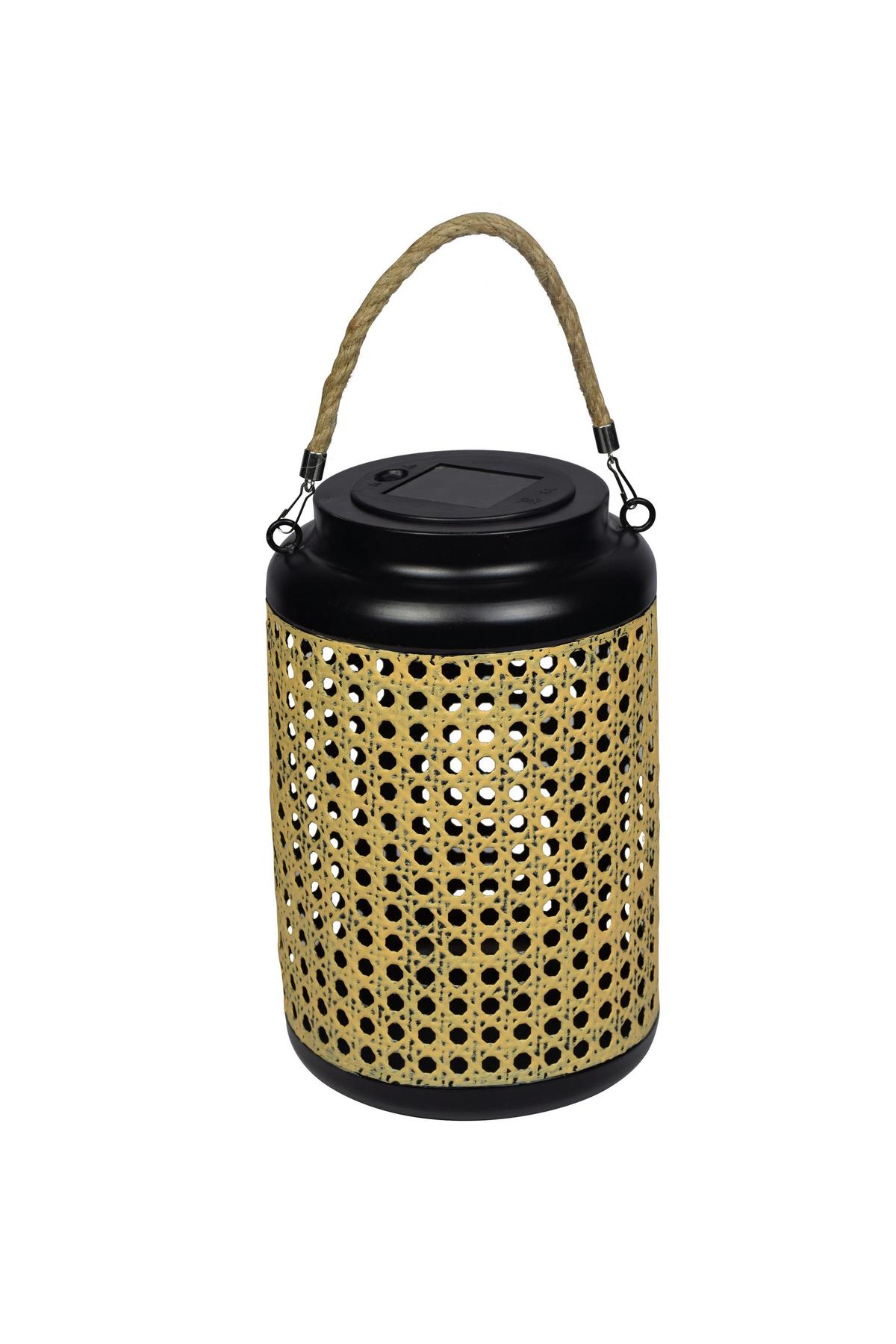 Solarleuchte Liana aus Eisen in Schwarz - Schwarz/Naturfarben, MODERN, Kunststoff/Metall (15/38cm) - Modern Living