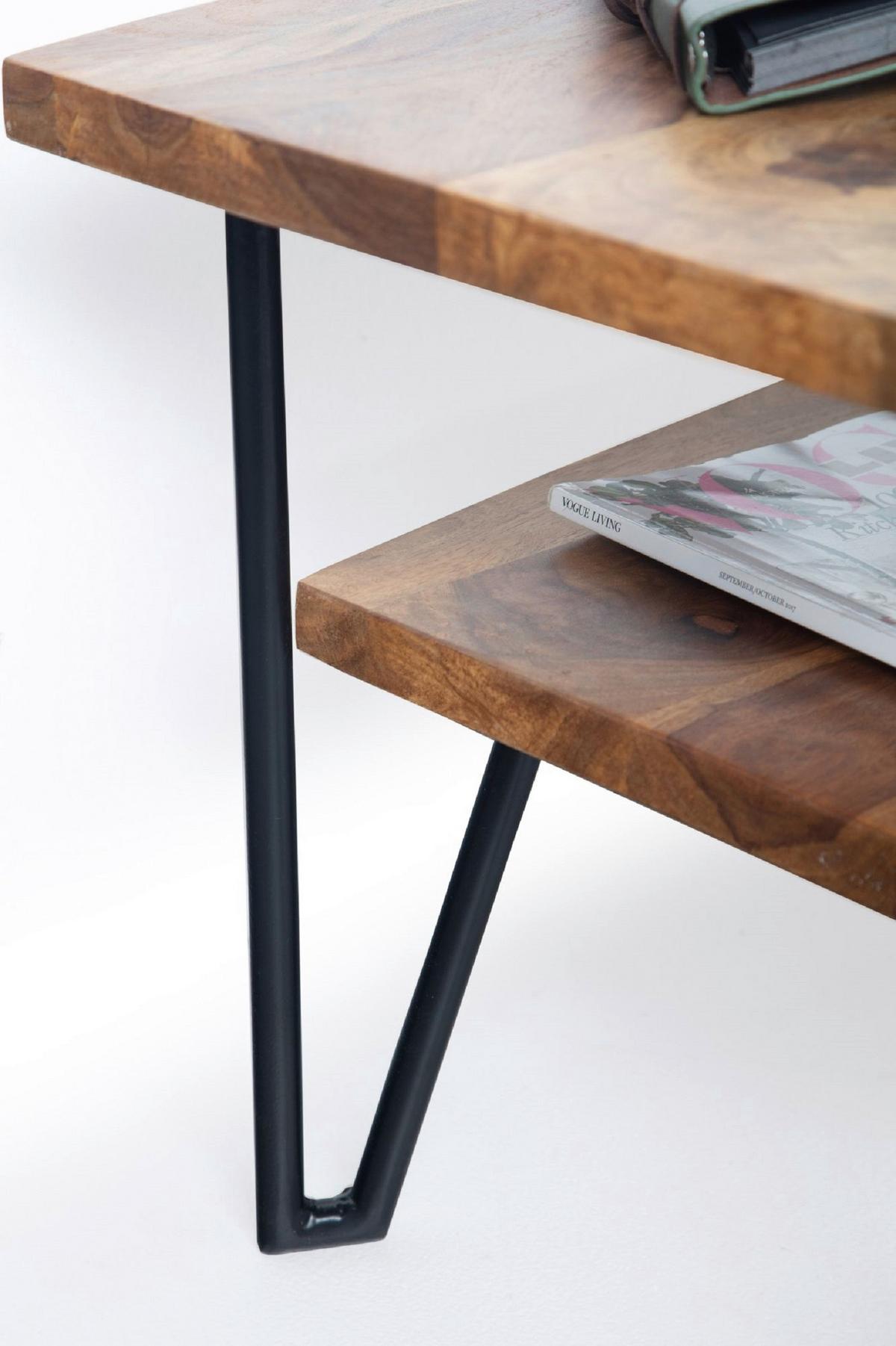 Klubska Miza Wl6.720 - črna/rjava, Design, kovina/les (90/50/40cm) - MID.YOU