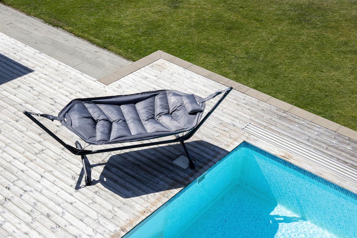 Hängematte Nino ca. 115x104x305 cm Schwarz - Schwarz, KONVENTIONELL, Textil/Metall (115/104/305cm) - Gardenson